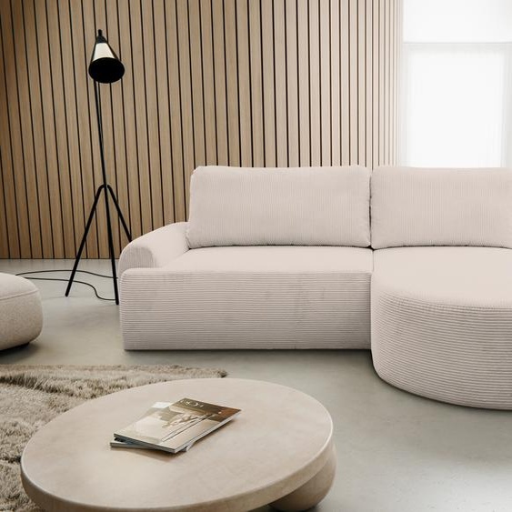 VENASI DREAM droite Canapé dangle CORD avec fonction sommeil et coffre de lit Canapé dangle Canapé-lit en L BEIGE