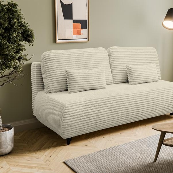 VENASI ETNA Canapé rembourré avec fonction sommeil et coffre de lit Canapé Côtelé Canapé-lit Beige