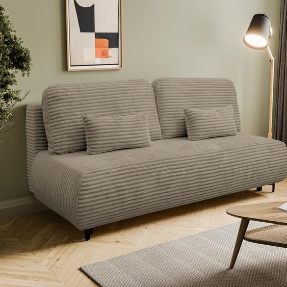 VENASI ETNA Canapé rembourré avec fonction sommeil et coffre de lit Canapé Côtelé Canapé-lit Marron