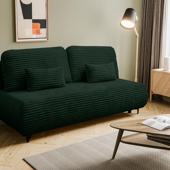 VENASI ETNA Canapé rembourré avec fonction sommeil et coffre de lit Canapé Côtelé Canapé-lit Vert