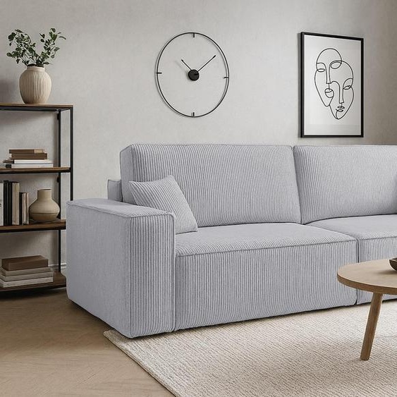 VENASI HUGO Canapé rembourré avec fonction couchage et coffre de rangement Canapé Canapé en velours Canapé-lit Canapé-lit Gris