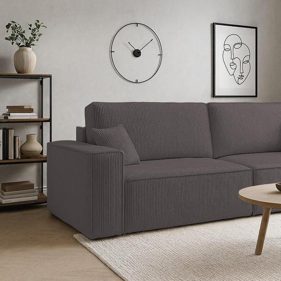 VENASI HUGO Canapé rembourré avec fonction couchage et coffre de rangement Canapé Canapé en velours Canapé-lit Canapé-lit Gris foncé