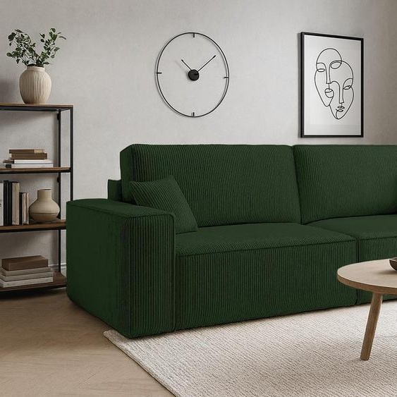 VENASI HUGO Canapé rembourré avec fonction couchage et coffre de rangement Canapé Canapé en velours Canapé-lit Canapé-lit vert