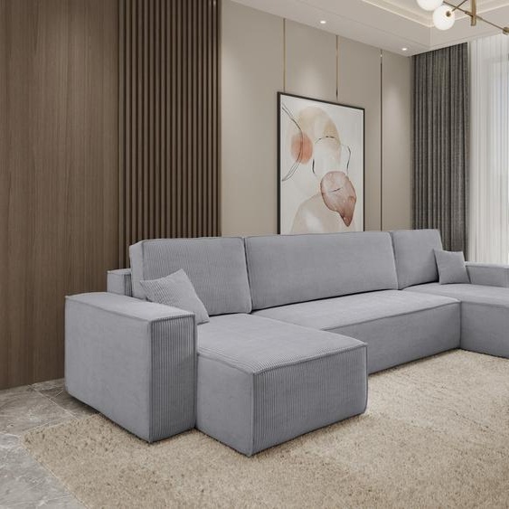 VENASI HUGO U-FORM Canapé dangle avec fonction de couchage et coffre de lit Canapé dangle en U Canapé-lit GRIS