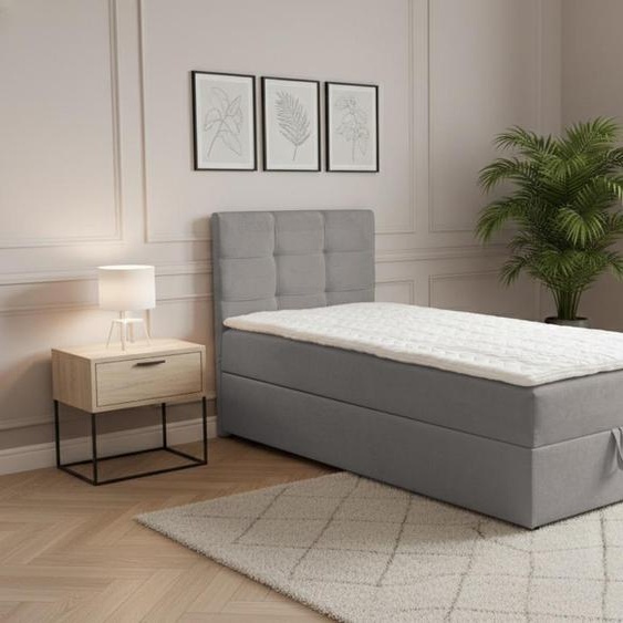 VENASI JESSA MINI Lit boxspring 80x200 Lit simple avec coffre de rangement H2/H3 Matelas GRIS