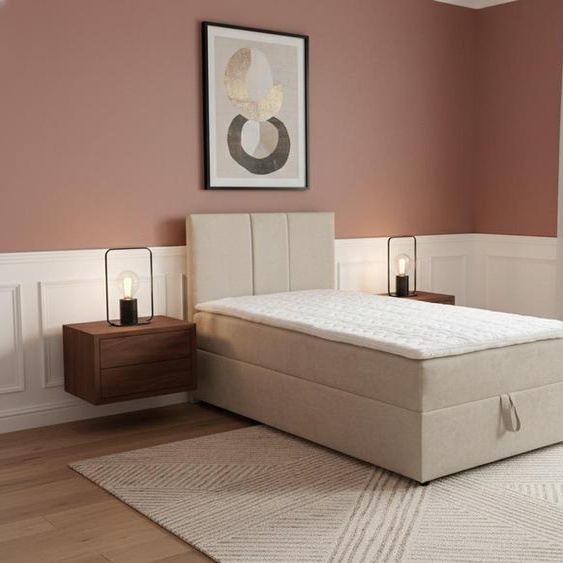 VENASI LISA MINI Lit boxspring 90x200 Lit simple avec coffre de rangement H2/H3 Matelas BEIGE