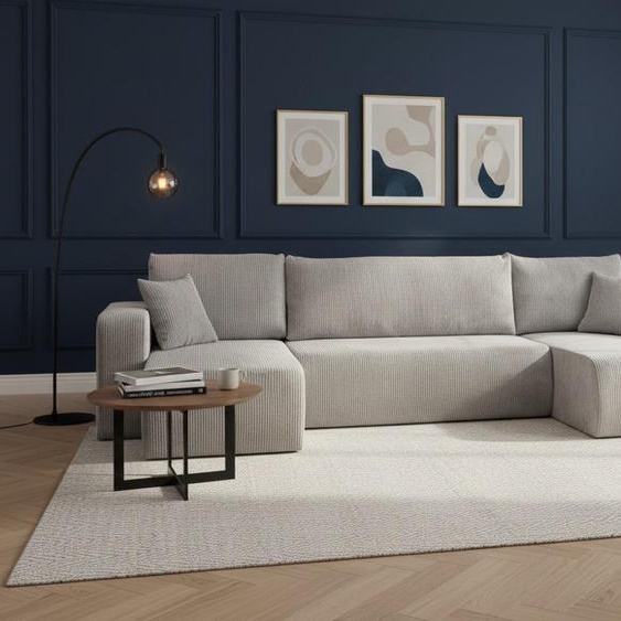 VENASI LUNA U-FORM Canapé dangle avec fonction de couchage et coffre de lit Canapé dangle en U Canapé-lit GRIS