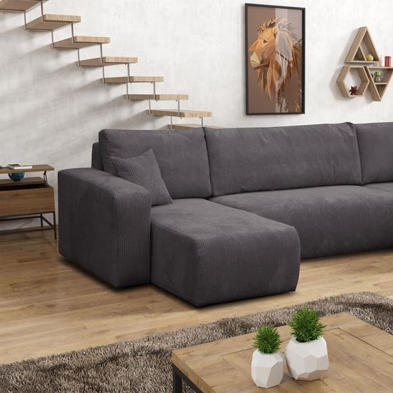 VENASI LUNA U-FORM Canapé dangle avec fonction de couchage et coffre de lit Canapé dangle en U Canapé-lit GRIS