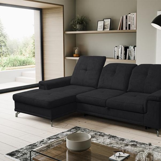 VENASI PANAMA Canapé dangle gauche avec fonction sommeil et coffre de lit Canapé-lit NOIR Canapé en L Canapé dangle