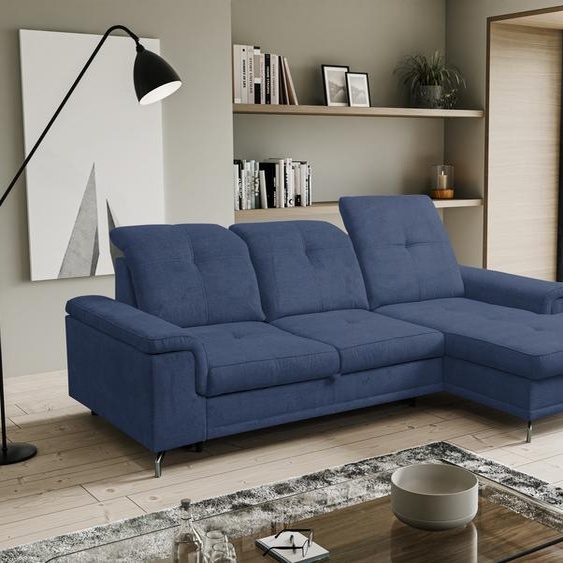 VENASI PANAMA droite Canapé dangle avec fonction sommeil et coffre de lit Canapé-lit BLEU Canapé en L Canapé dangle