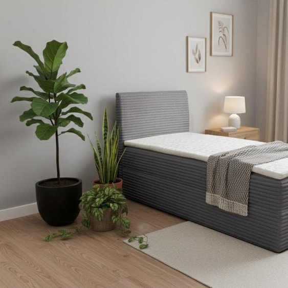 VENASI TILLY MINI Lit boxspring 80x200 Lit simple avec coffre de rangement H2/H3 Matelas GRIS CORD TILIA