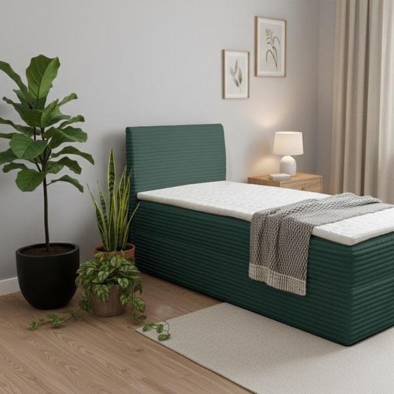 VENASI TILLY MINI Lit boxspring 90x200 Lit simple avec coffre de rangement H2/H3 Matelas VERT CORD TILIA