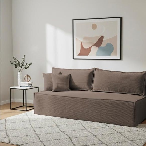 VENASI TIMO Canapé-lit Cord POSO avec fonction couchage 200x150 cm & coffre de rangement Canapé rembourré MARRON