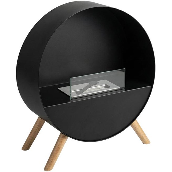 Venere - Cheminée au bioéthanol sur pied 60x72x30 cm avec brûleur 1 litre et pieds en bois de pin noir