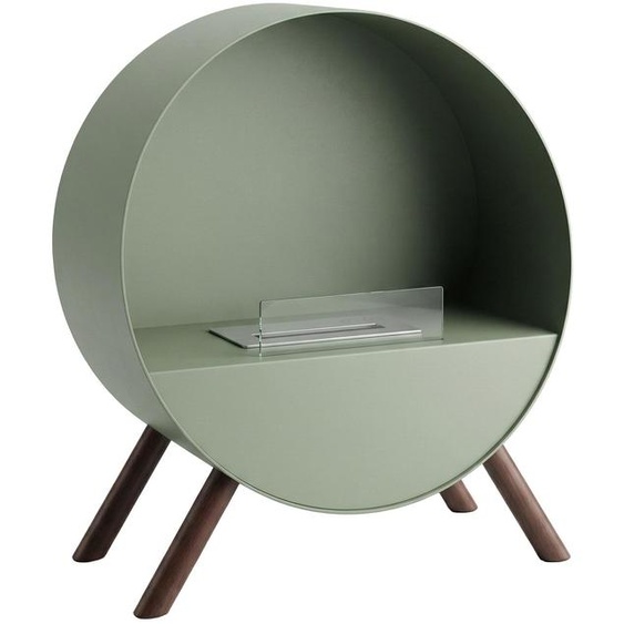 Venere - Cheminée au bioéthanol sur pied 60x72x30 cm avec brûleur 1 litre et pieds en bois de pin vert sauge