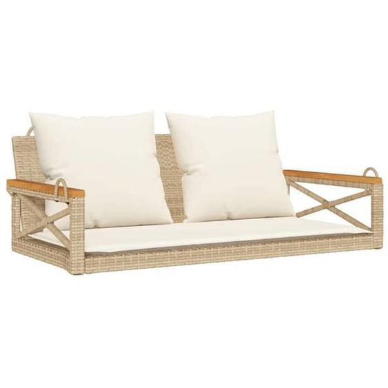 VENTE-FLASH Balancelle - Siège/2 Places - avec coussins beige 109x62x40 cm résine tressée @9144306
