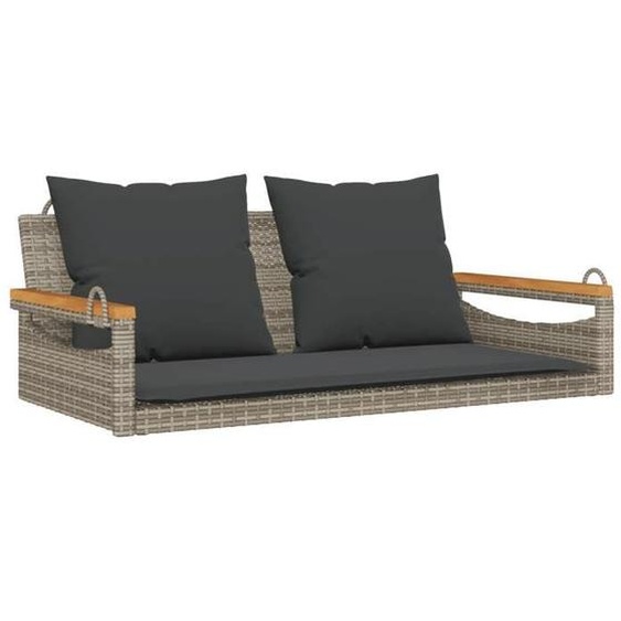 VENTE-FLASH Balancelle - Siège/2 Places - avec coussins gris 109x62x40 cm résine tressée @1454503
