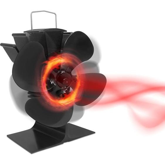 Ventilateur de cheminée à 4 pales - Sans électricité - Silencieux - Énergie thermique - Ventilateur de cheminée - Type de placement NAIZY