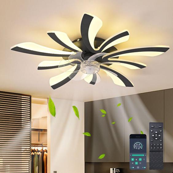 Ganeed - Ventilateur de plafond à led avec éclairage/dimmable avec télécommande, lampe de ventilateur de plafond moderne et silencieuse pour les