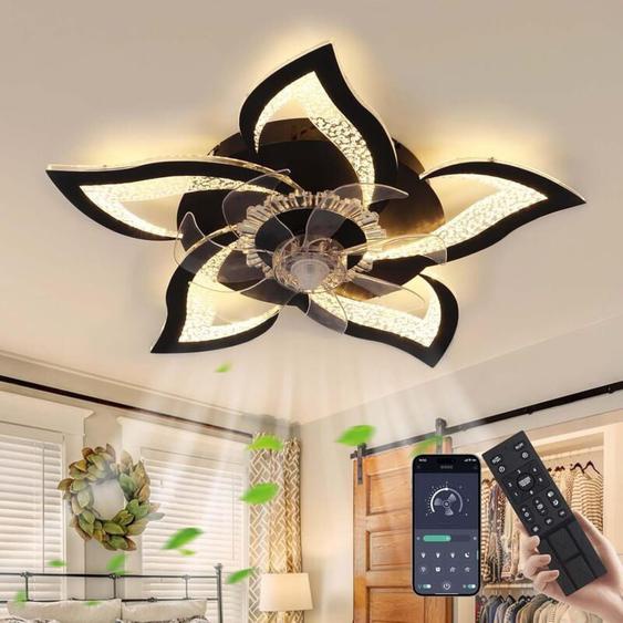 Ganeed - Ventilateur De Plafond Silencieux à led Avec éclairage, Plafonnier De Chambre à Coucher 60W, Avec Télécommande Et Lampe à Intensité Variable