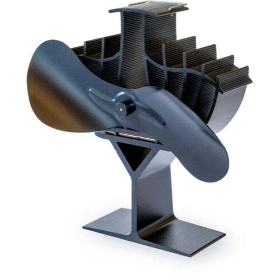Ventilateur de poêle à bois 2 lames 21cm, double puce alimentées par la chaleur sans électricité pour poêle à bois fonte et acier, gant anti-chaleur