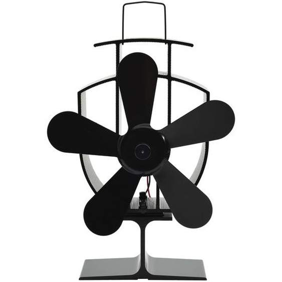 Ventilateur de poêle alimenté par chaleur 5 pales Noir