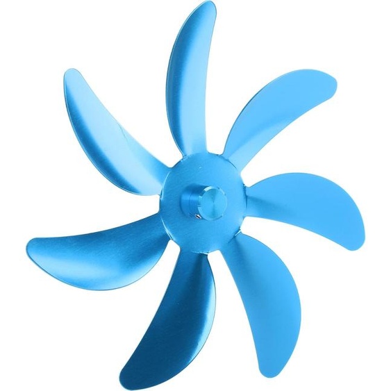 Ventilateur de poêle Lame en alliage daluminium 7 pales Installation facile Lame de ventilateur de cheminée universelle Remplacement pour ventilateur de cheminée Bleu