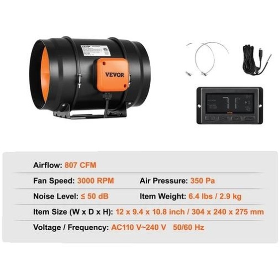 Ventilateur en ligne, régulateur de température et dhumidité, moteur EC