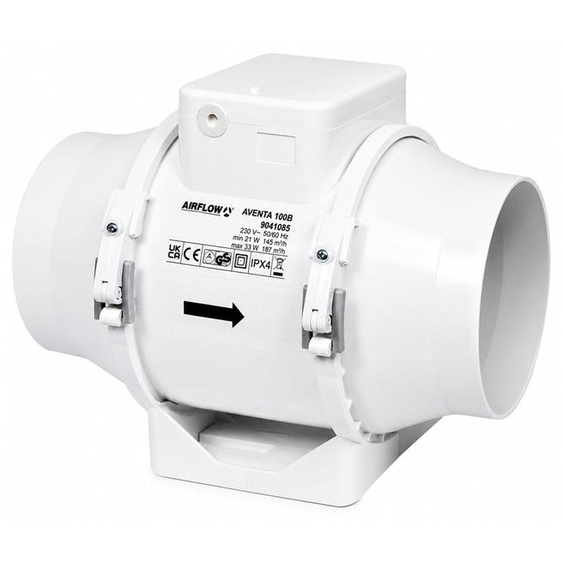 Ventilateur intégré Airflow Aventa 100B – 2 vitesses, débit mélangé, raccordement de 100 mm