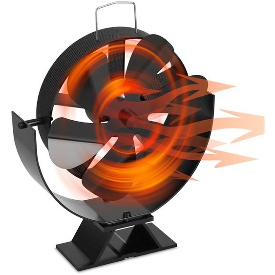 Ventilateur pour poêle à bois Ikodm, 6 pales, angle dinclinaison réglable, aluminium, noir