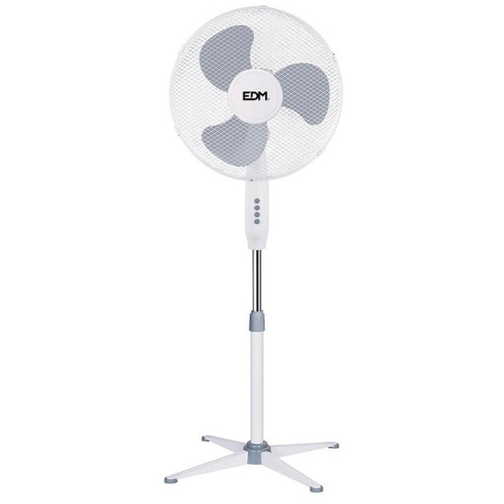 Ventilateur sur pied 45W blanc D.40cm hauteur réglable 105 - 125 cm EDM 33500