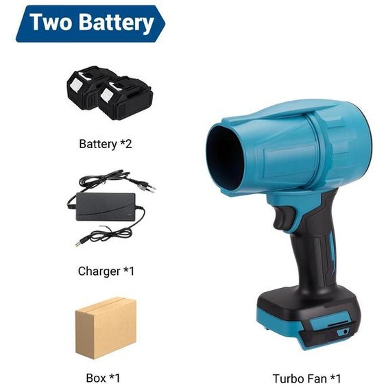 Ventilateur Turbo Jet - Souffleur de feuilles sans fil pratique - 2000 W - Moteur sans balais - 200 m/s - 150 000 tr/min - 2 batteries incluses