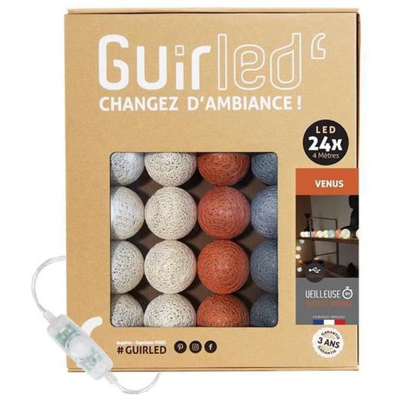 Vénus Classique Guirlande lumineuse boules coton LED USB