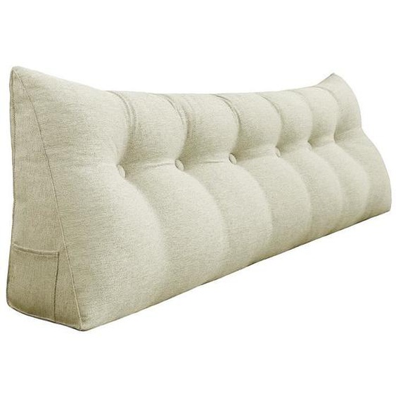 VERCART Coussin de Lecture Cale Dos, Coussin à Coins, Grands coussins de Lit Lin Ivoire 180cm