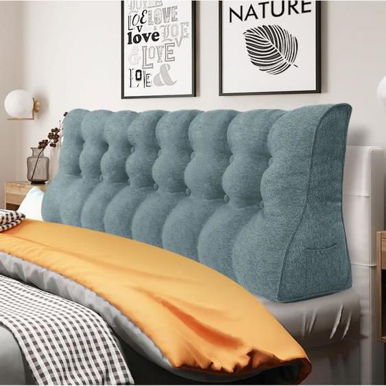 VERCART Coussin Incurvé de Grande Taille,Coussin de Lecture Lin Gris 200CM