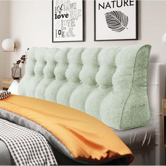VERCART Coussin Incurvé de Grande Taille,Coussin de Lecture Lin Ivoire 200CM