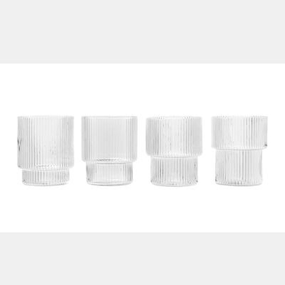 Verres Ripple (Ensemble de 4) - transparent
