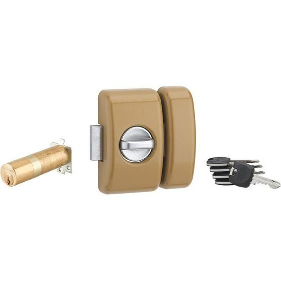 Verrou à bouton Universel ajustable pour entrée, HG 5+, dim. cylindre de 35 à 80mm, acier, 5 clés, epoxy bronzze  - THIRARD