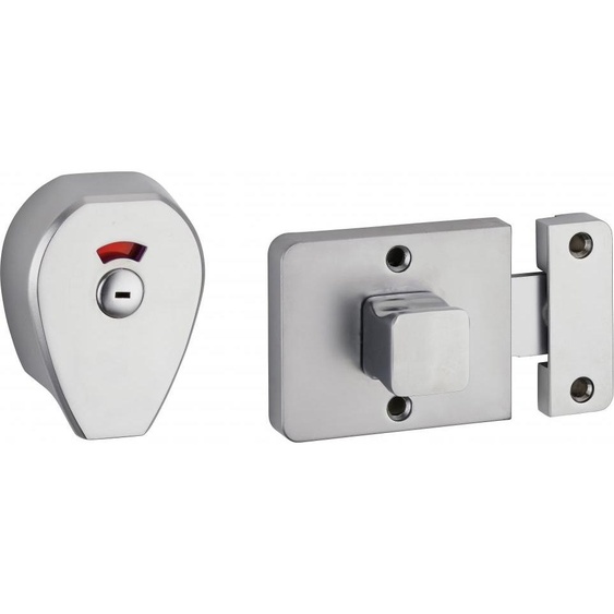 Verrou à condamnation pour salle de bain et toilette, avec voyant libre/occupé, argent - THIRARD