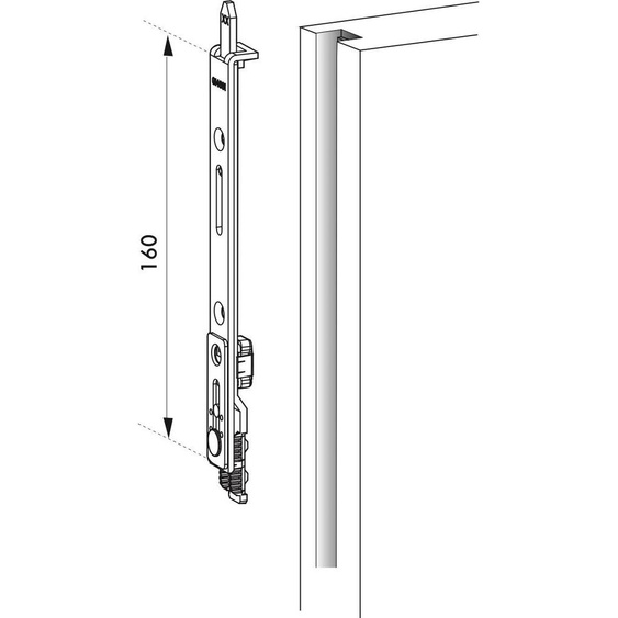Verrouillage haut avec sortie de tringle pour fenêtre, 160x16mm, Unijet, G-14661-00-0-1 - FERCO by THIRARD