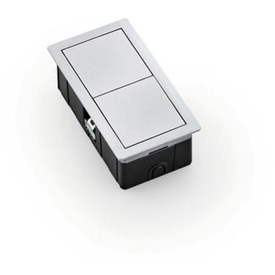 VersaHIT monophonique encastrable prise de bureau 1 pli acier inoxydable coloré/sablé DxLxH 123x67x42,5 mm incl. 2 m câble de connexion + fiche de montage