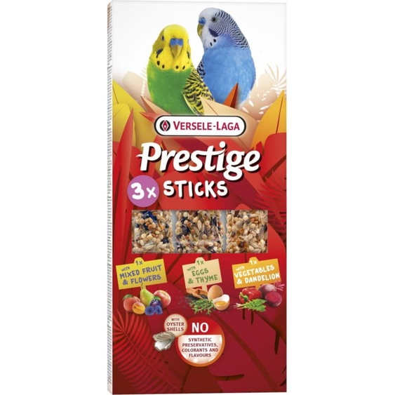 Versele Laga - Prestige Sticks Small Parakeets Triple Variety Pack 90G - Mélange de 3 flacons pour petites perruches
