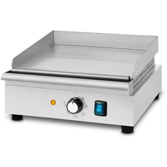 VERTES Plaque à griller Plaque de cuisson Plancha Gril électrique 1400W en acier inoxydable Surface de cuisson lisse 32x26cm, Thermostat, Température 50-300°C