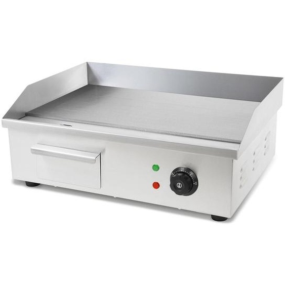 VERTES Plaque à griller Plaque de cuisson Plancha Gril électrique 3000W en acier inoxydable Surface de cuisson plate 55x35cm, Thermostat, Température 50-300°C