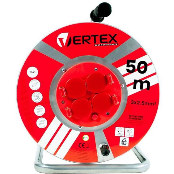 Vertex - PB50METAL Rallonge 50 m 3x2,5 mm 3000 w IP44 Noir