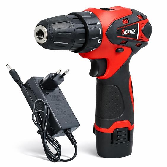 Perceuse-visseuse sans fil 12 V – Visseuse sans fil avec batterie et chargeur – 2 vitesses – LED, VERTEX