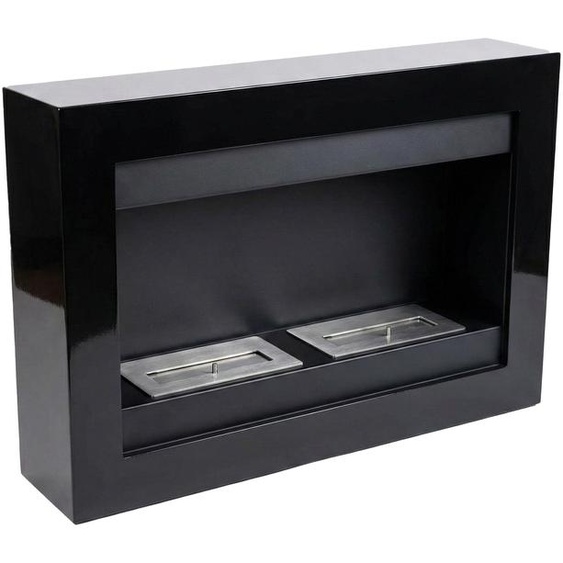Vespasiano - Cheminée murale à éthanol 80x51x16 cm avec 2 brûleurs de 3 litres Noir
