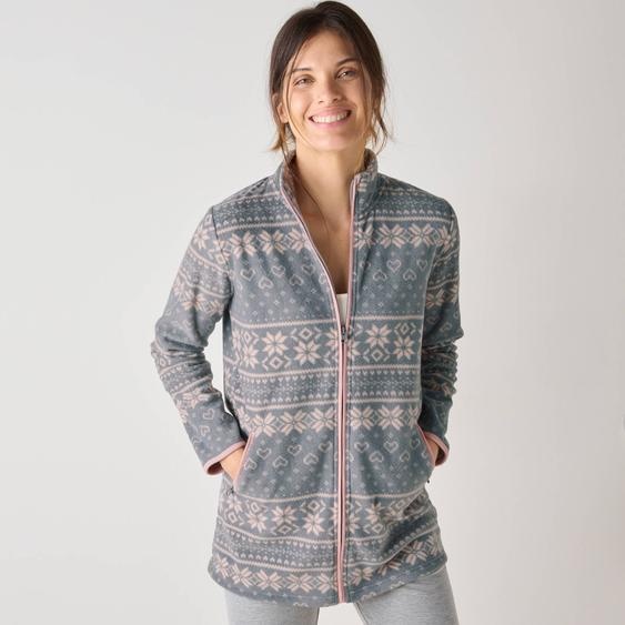 Veste zippée maille polaire imprimée -