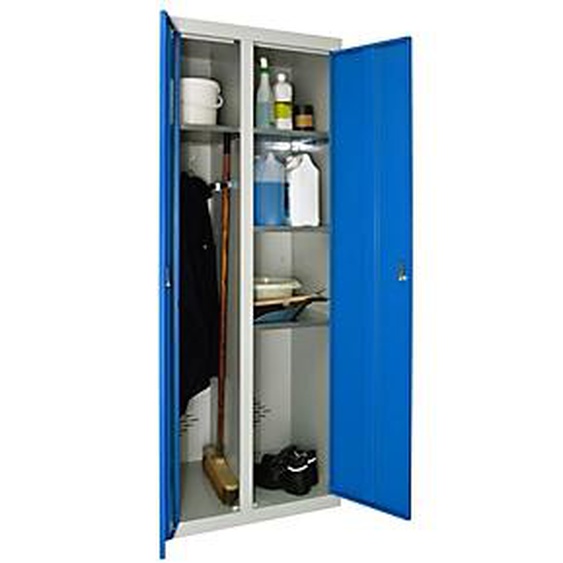 Vestiaire dentretien monobloc métallique double - L.70 cm - Corps Gris - Portes Bleu