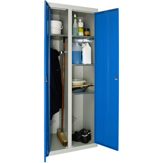 Vestiaire dentretien monobloc métallique double - L.70 cm - Corps Gris - Portes Bleu